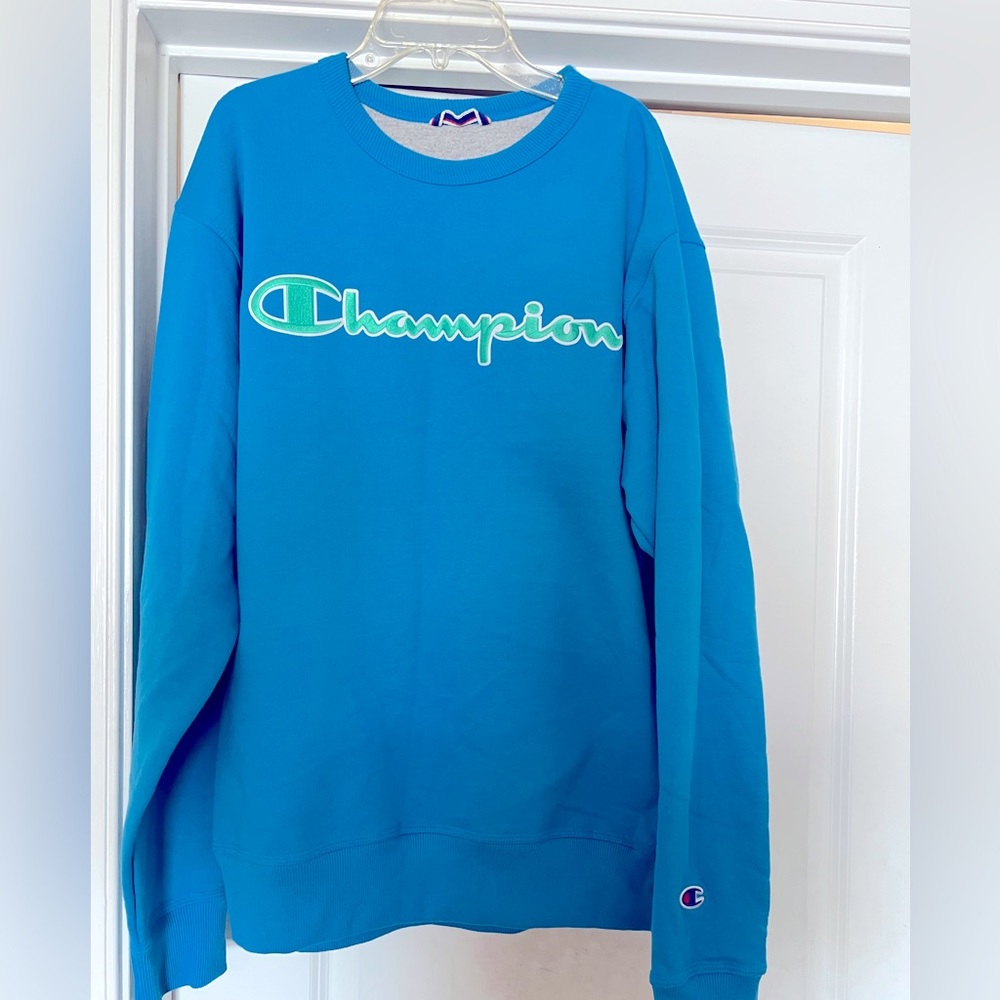 Up for Sale is a Champion crewneck sweatshirt.